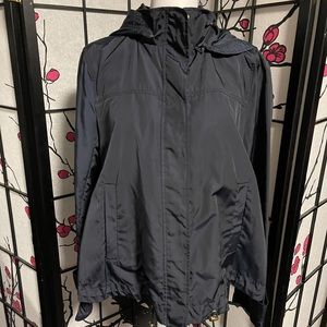 New Zara’s blue with gold zipper & hood raincoat. Without tags, Medium.